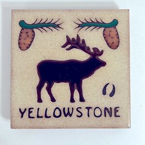 Masterworks Handcrafted NWT Yellowstone Elk Ceramic 4x4 Tile Trivet Coaster